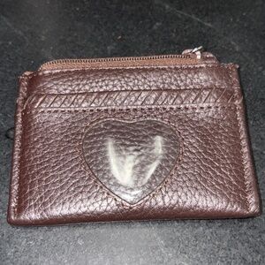 Brighton Brown Leather Credit Card ID Holder Heart Coin Purse Wallet